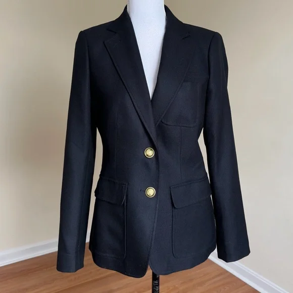 J.Crew Rhodes Women’s Black Wool Blazer Size 6 Classic Two-Button NWOT - Picture 3 of 16